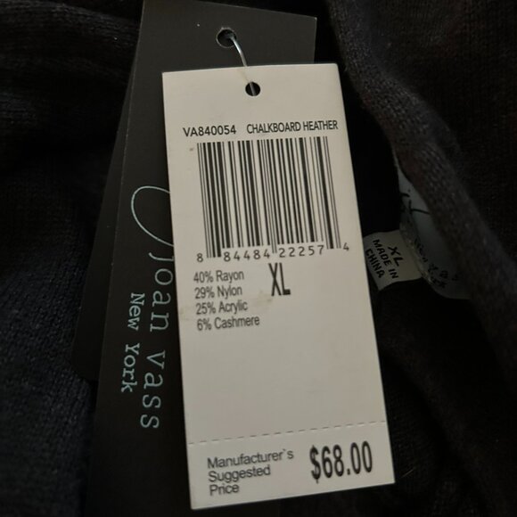 NWT Joan Vass New York Chalkboard Heather Gray Cashmere Blend Sweater XL - Picture 6 of 10